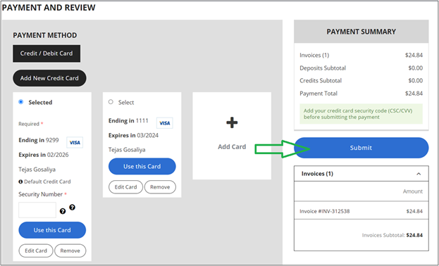edit payment card details screenshot image