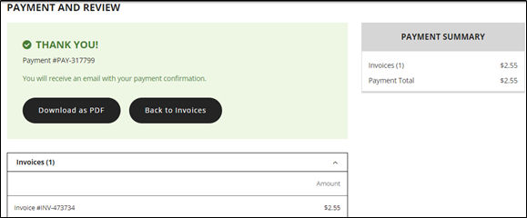 payment completed confirmation page screenshot image